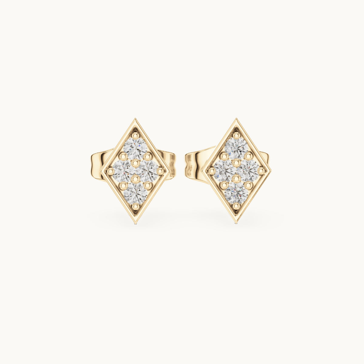 Round lab-grown diamond geometric kite stud earrings in yellow gold, 0.14 CT TW, view 4
