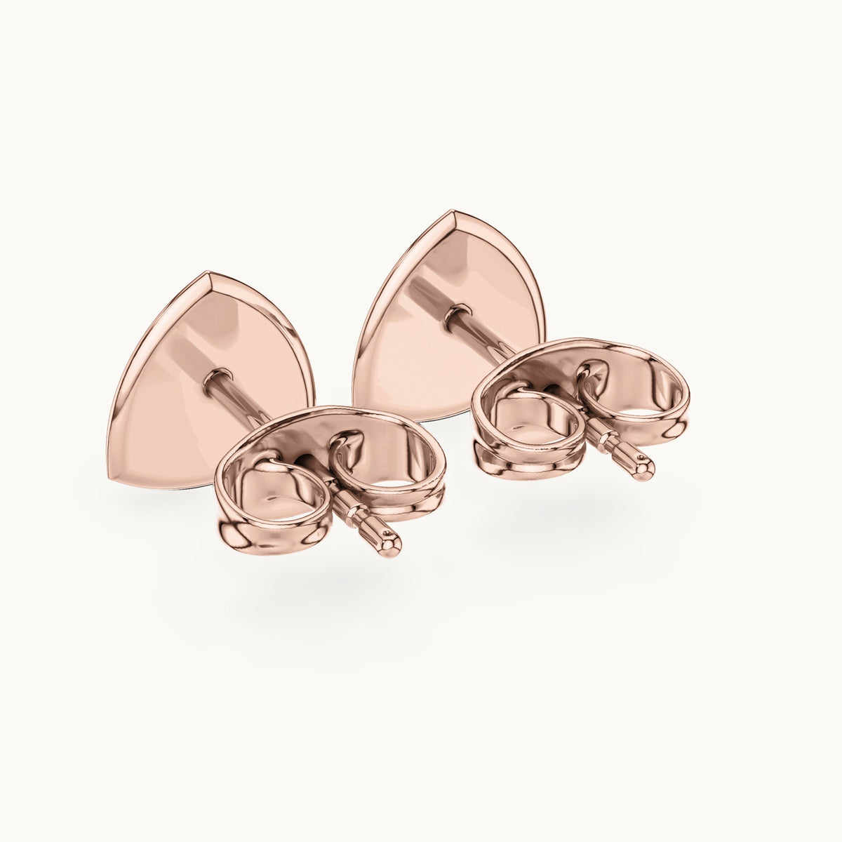 Round lab-grown diamond trillion cluster stud earrings in rose gold, 0.15 CT TW, view 3