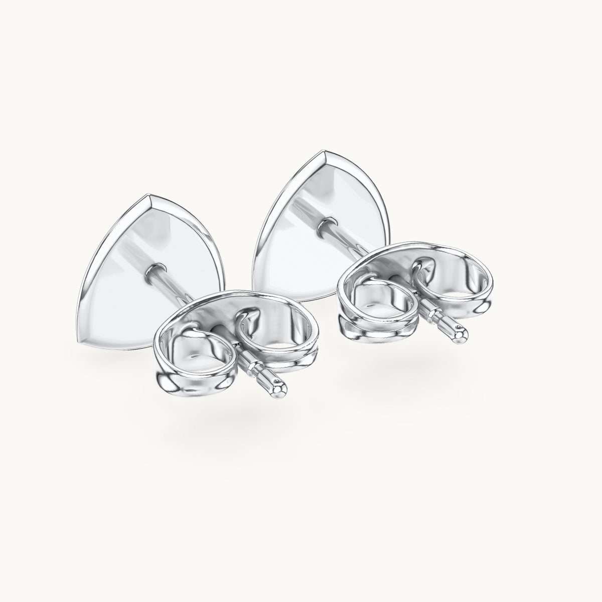 Round lab-grown diamond trillion cluster stud earrings in white gold, 0.15 CT TW, view 3
