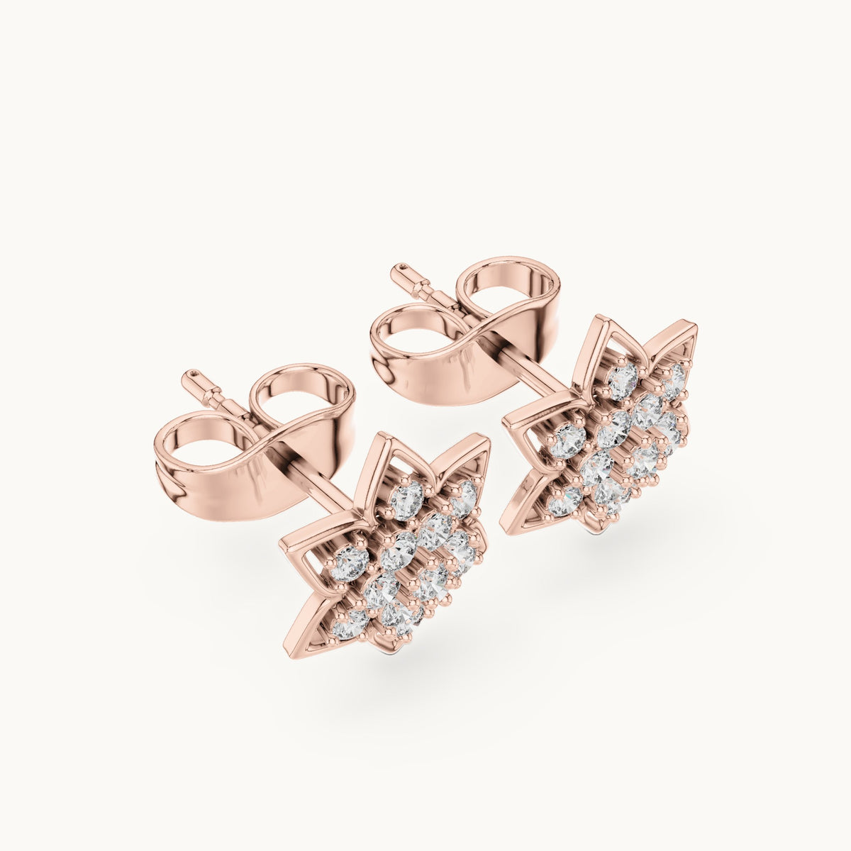 Round lab-grown diamond six-point star cluster stud earrings in rose gold, 0.23 CT TW, view 2