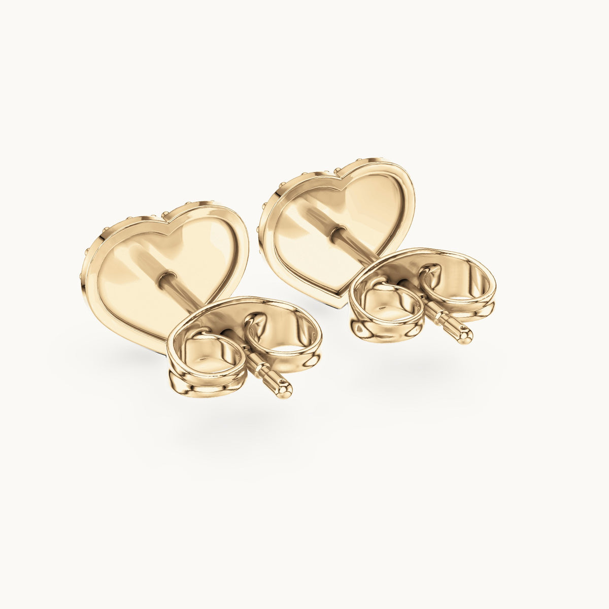 Round lab-grown diamond pavé heart stud earrings in yellow gold, 0.33 CT TW, view 3
