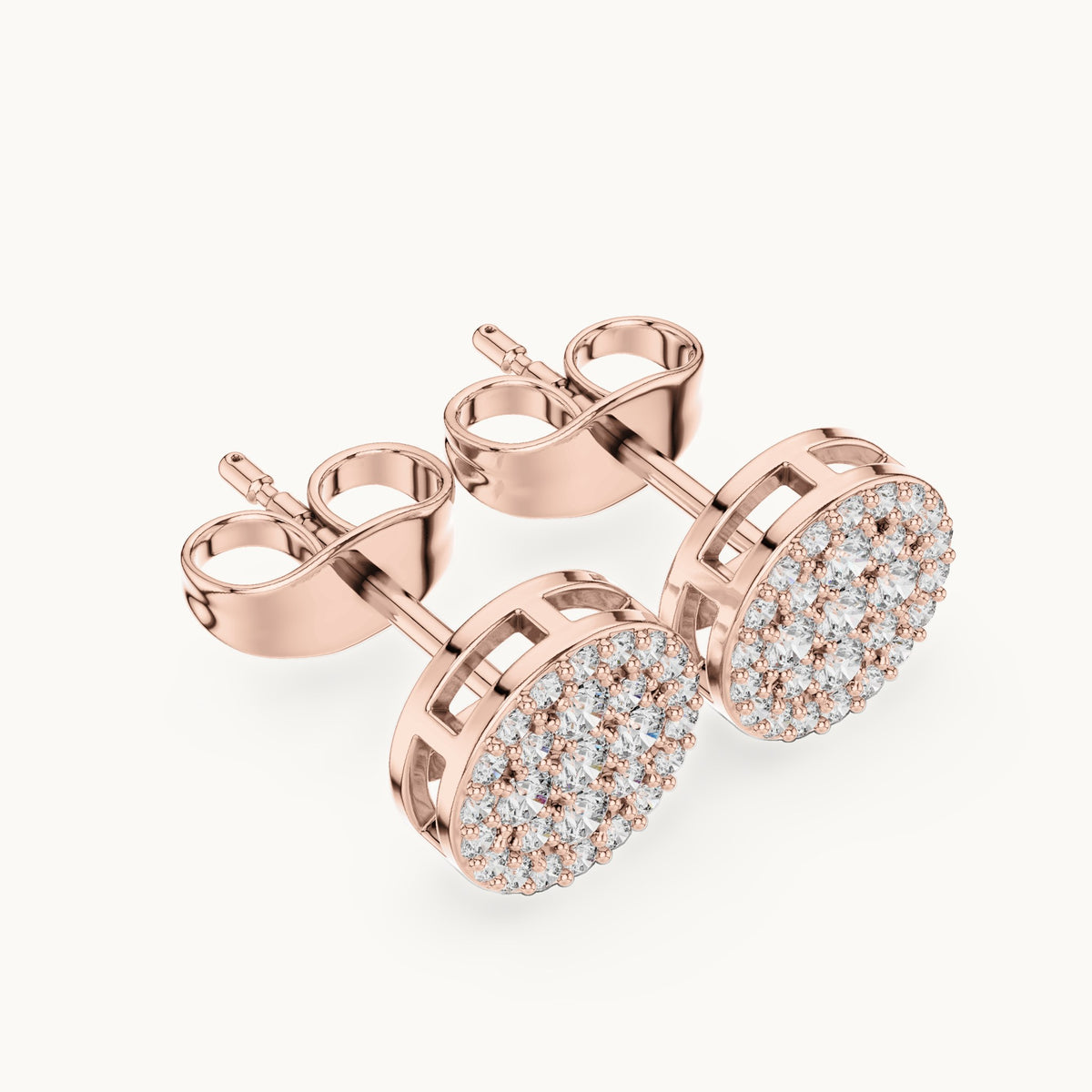 Round lab-grown diamond round cluster stud earrings in rose gold, 0.33 CT TW, view 2