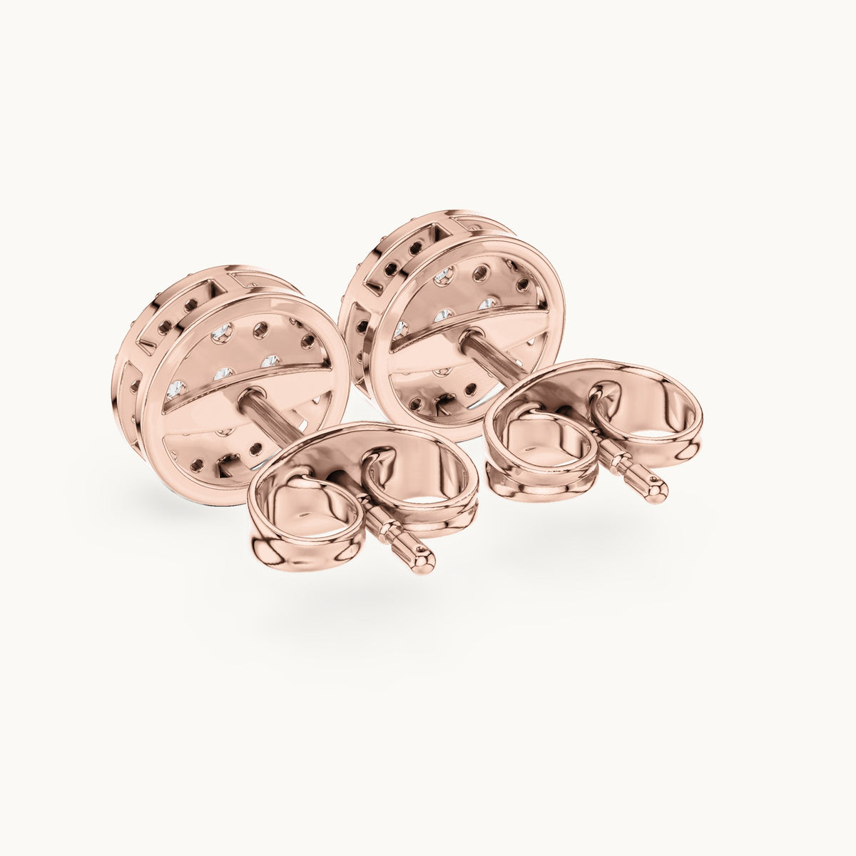 Round lab-grown diamond round cluster stud earrings in rose gold, 0.33 CT TW, view 3