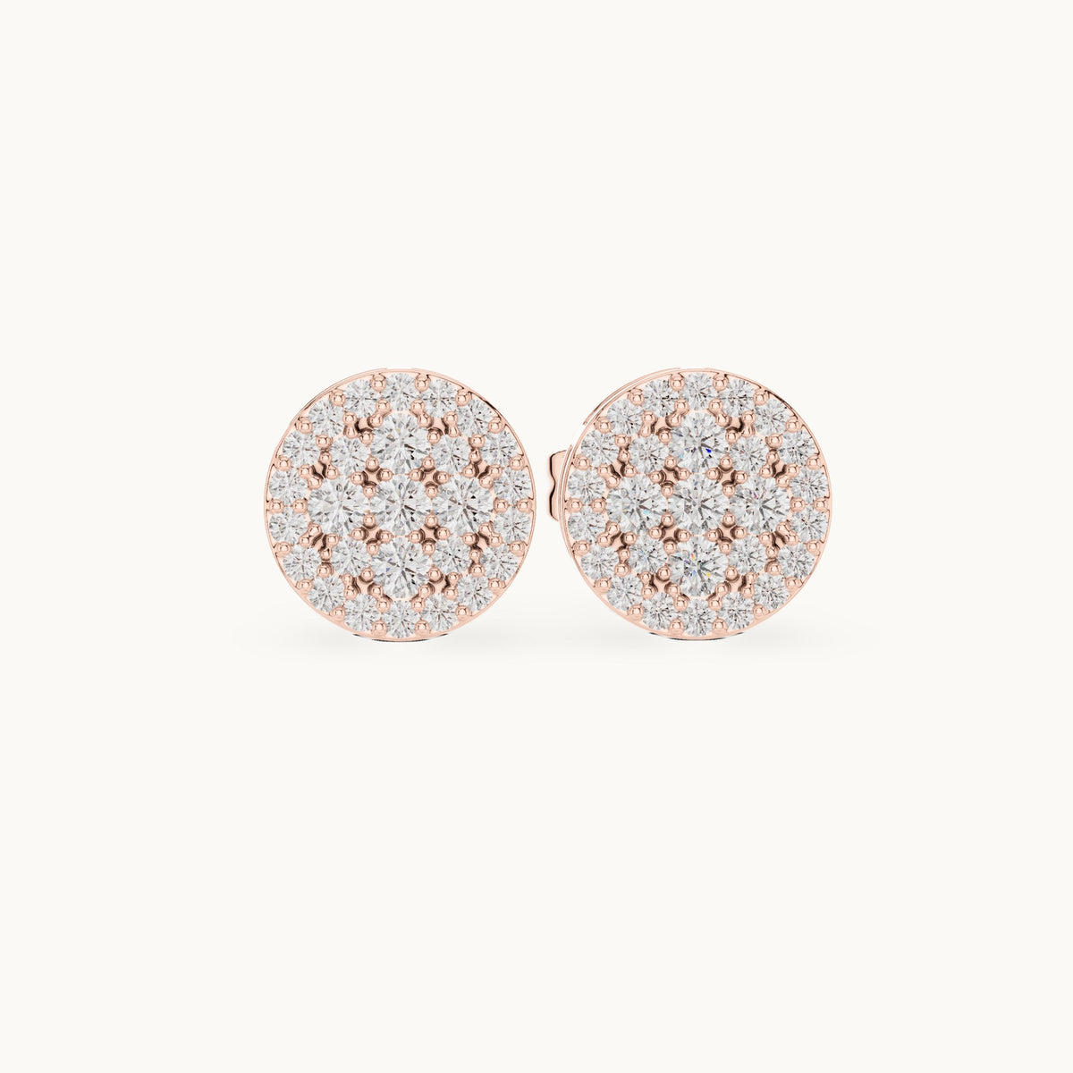 Round lab-grown diamond round cluster stud earrings in rose gold, 0.33 CT TW, view 4