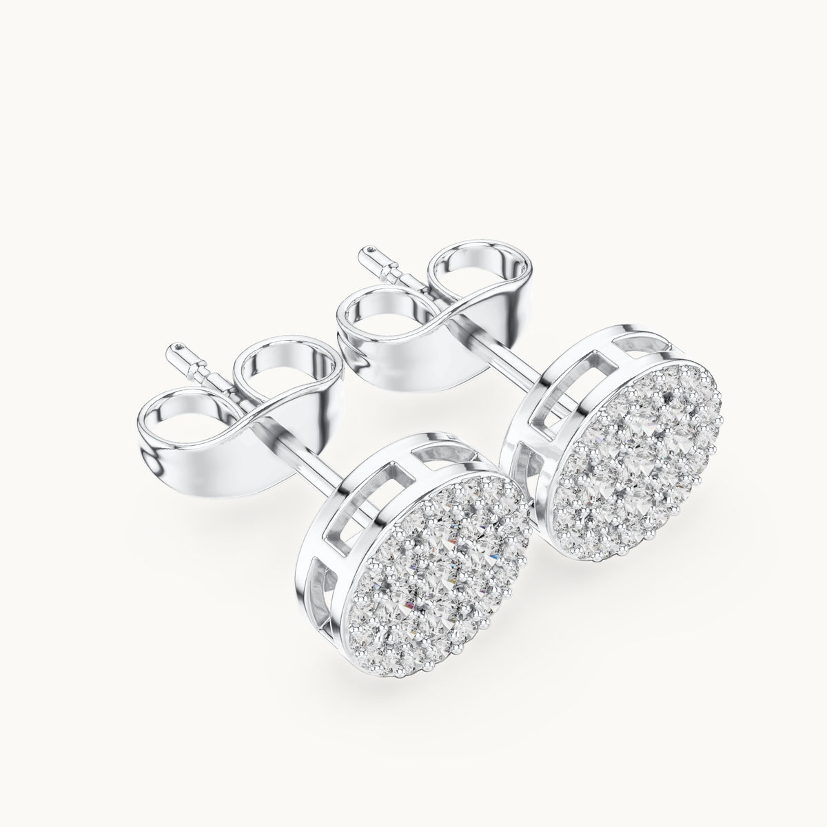 Round lab-grown diamond round cluster stud earrings in white gold, 0.33 CT TW, view 2
