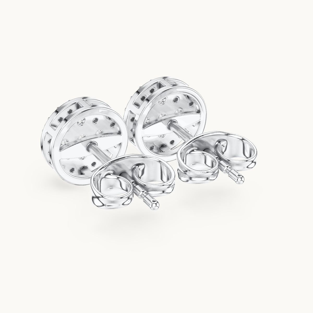 Round lab-grown diamond round cluster stud earrings in white gold, 0.33 CT TW, view 3