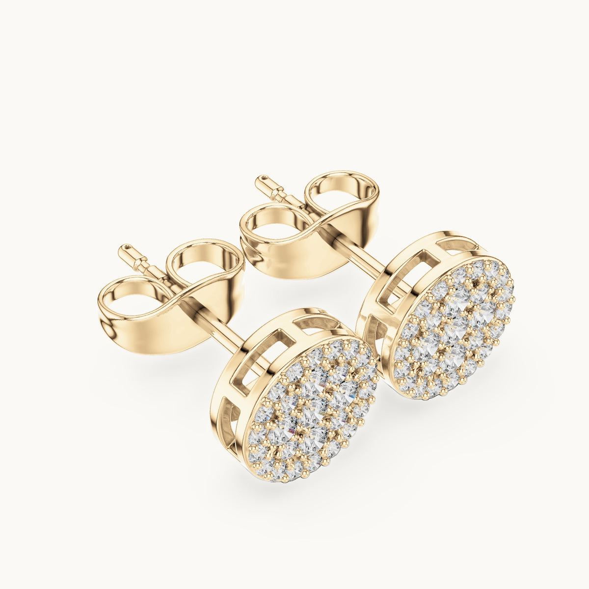 Round lab-grown diamond round cluster stud earrings in yellow gold, 0.33 CT TW, view 2