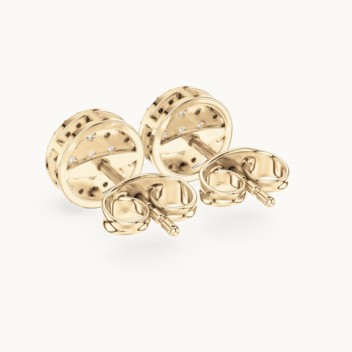 Round lab-grown diamond round cluster stud earrings in yellow gold, 0.33 CT TW, view 3