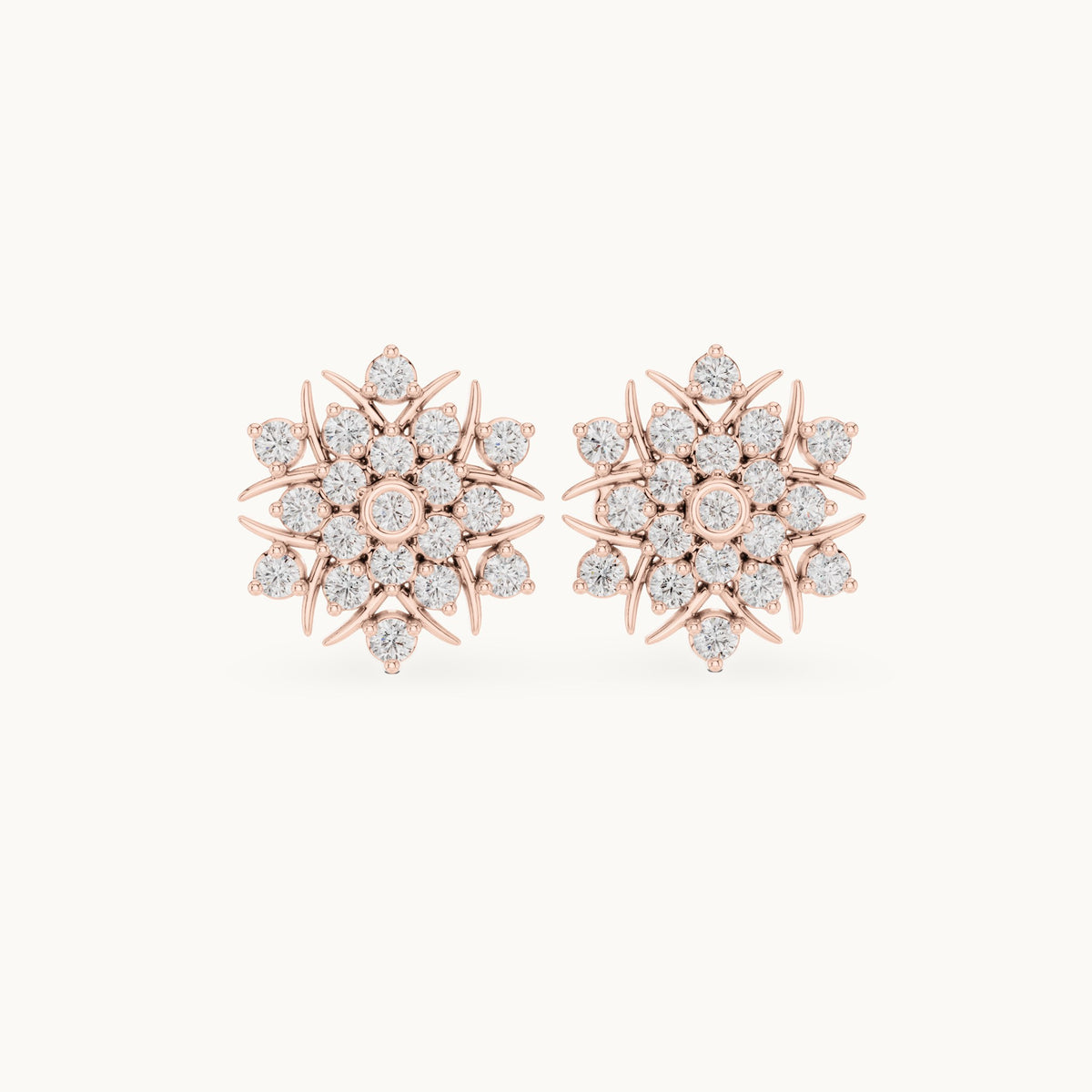 Round lab-grown diamond sunburst pavé cluster stud earrings in rose gold, 0.38 CT TW, view 4