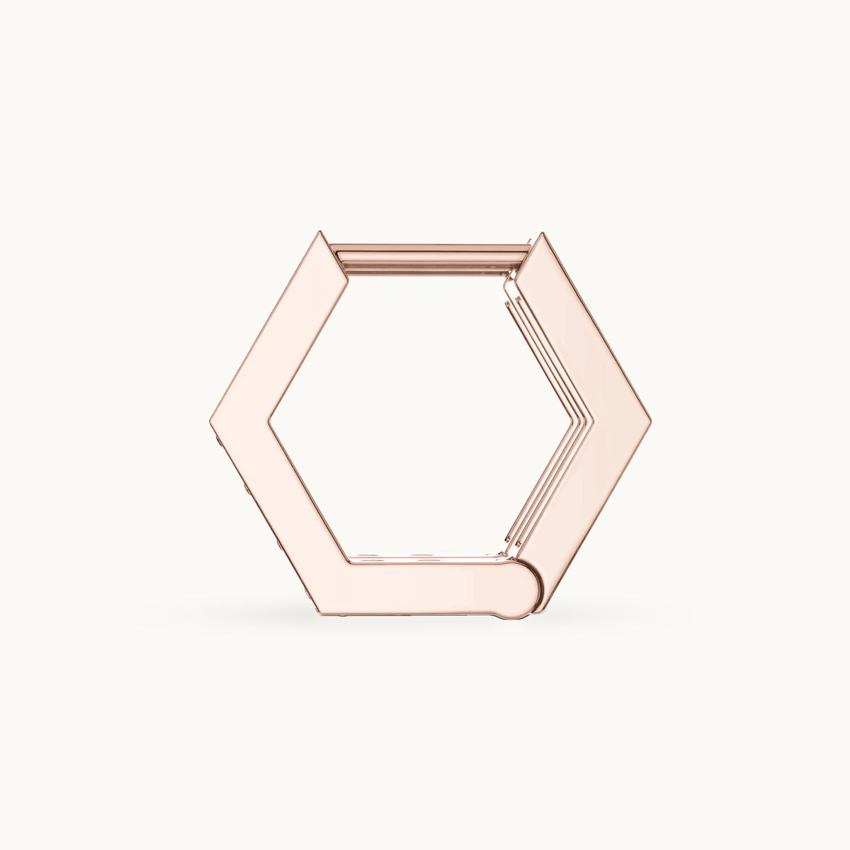 Round lab-grown diamond hexagon huggie hoop earrings in rose gold, 0.32 CT TW, view 3