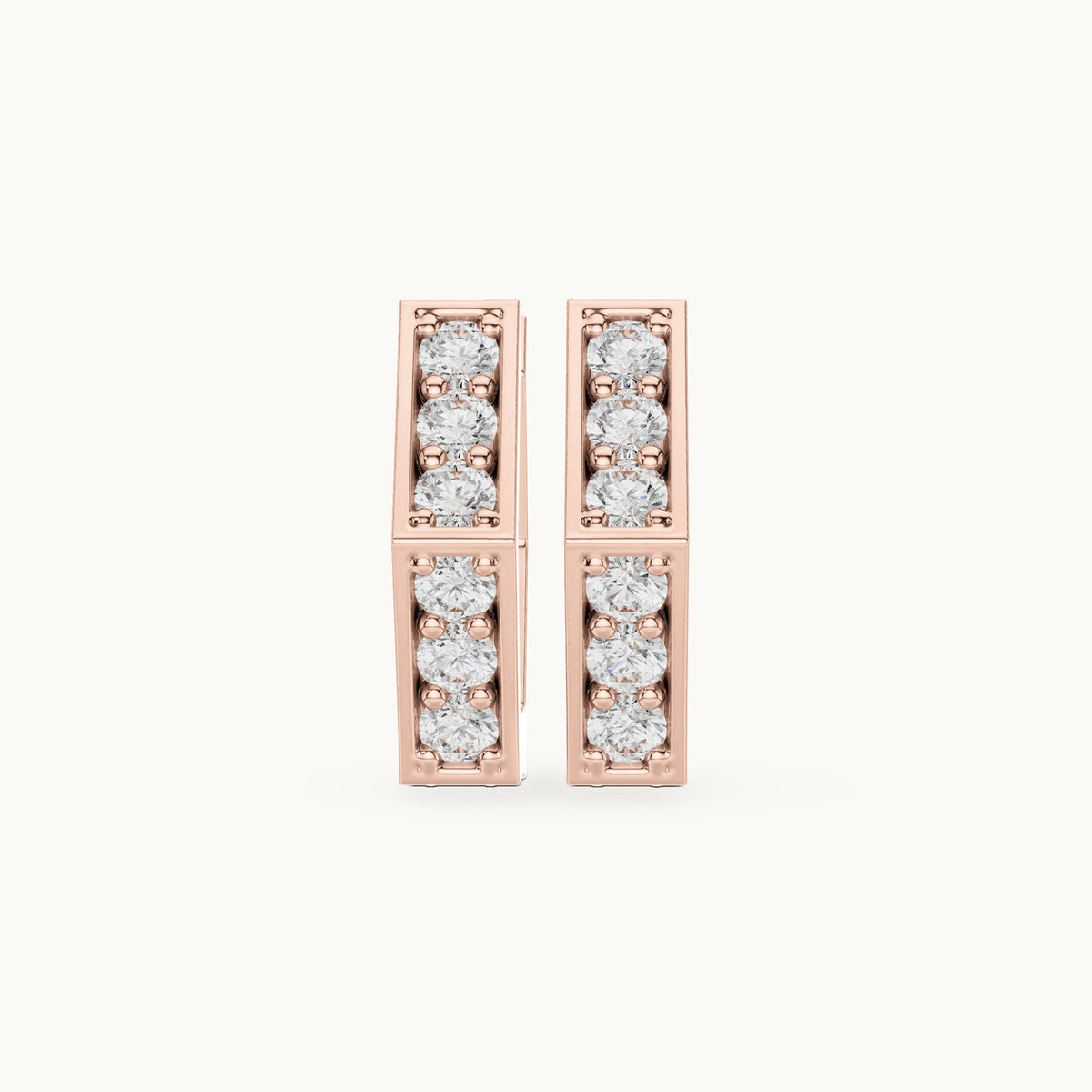 Round lab-grown diamond hexagon huggie hoop earrings in rose gold, 0.32 CT TW, view 4