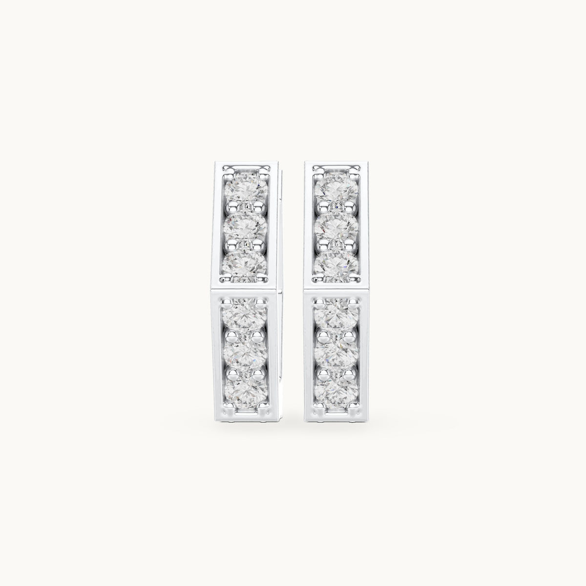 Round lab-grown diamond hexagon huggie hoop earrings in white gold, 0.32 CT TW, view 4
