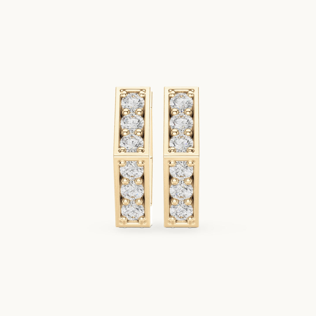 Round lab-grown diamond hexagon huggie hoop earrings in yellow gold, 0.32 CT TW, view 4
