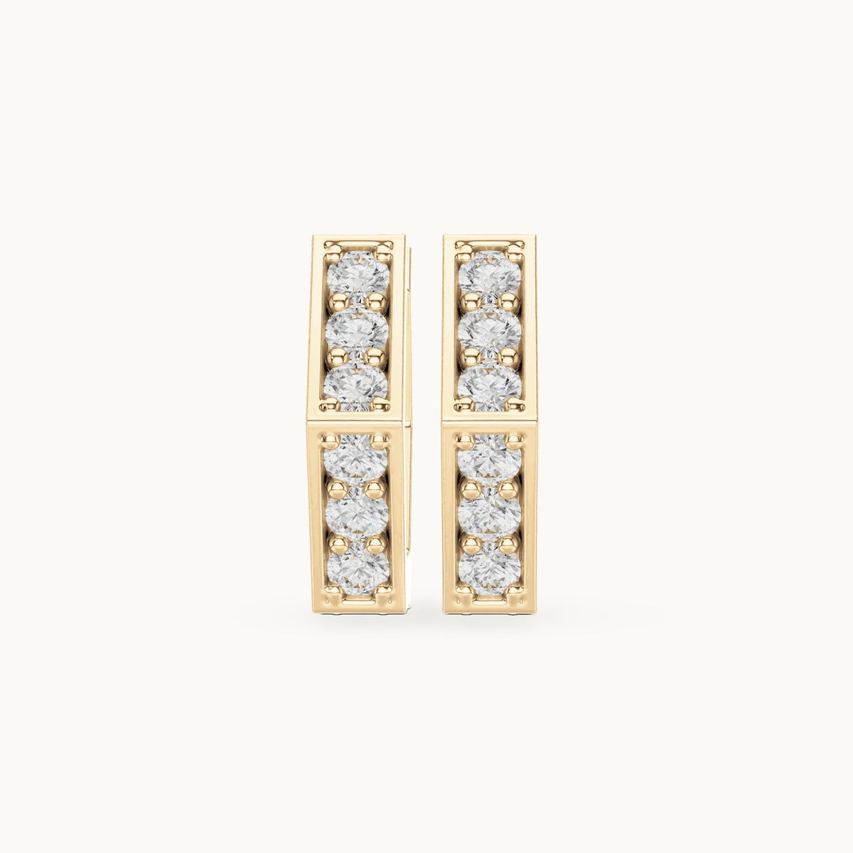 Round lab-grown diamond hexagon huggie hoop earrings in yellow gold, 0.32 CT TW, view 4