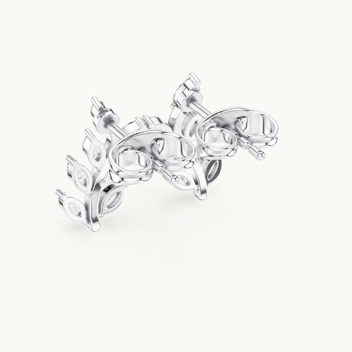 Marquise lab-grown diamond leaf stud earrings in 14K white gold, 0.33 CT TW, view 3