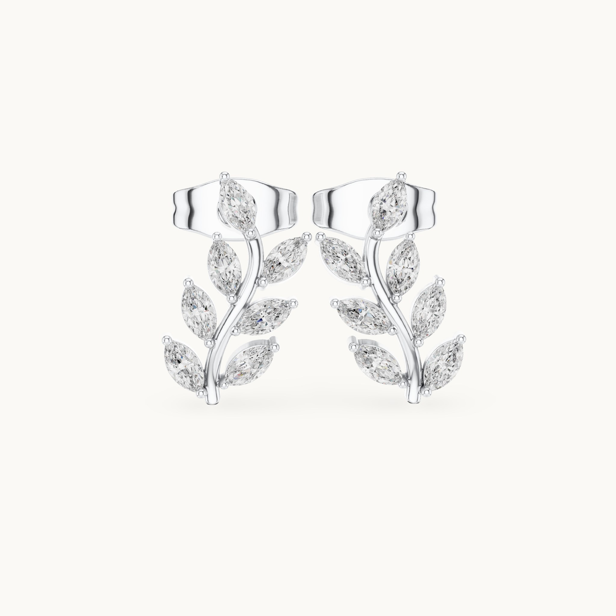 Marquise lab-grown diamond leaf stud earrings in 14K white gold, 0.33 CT TW, view 4