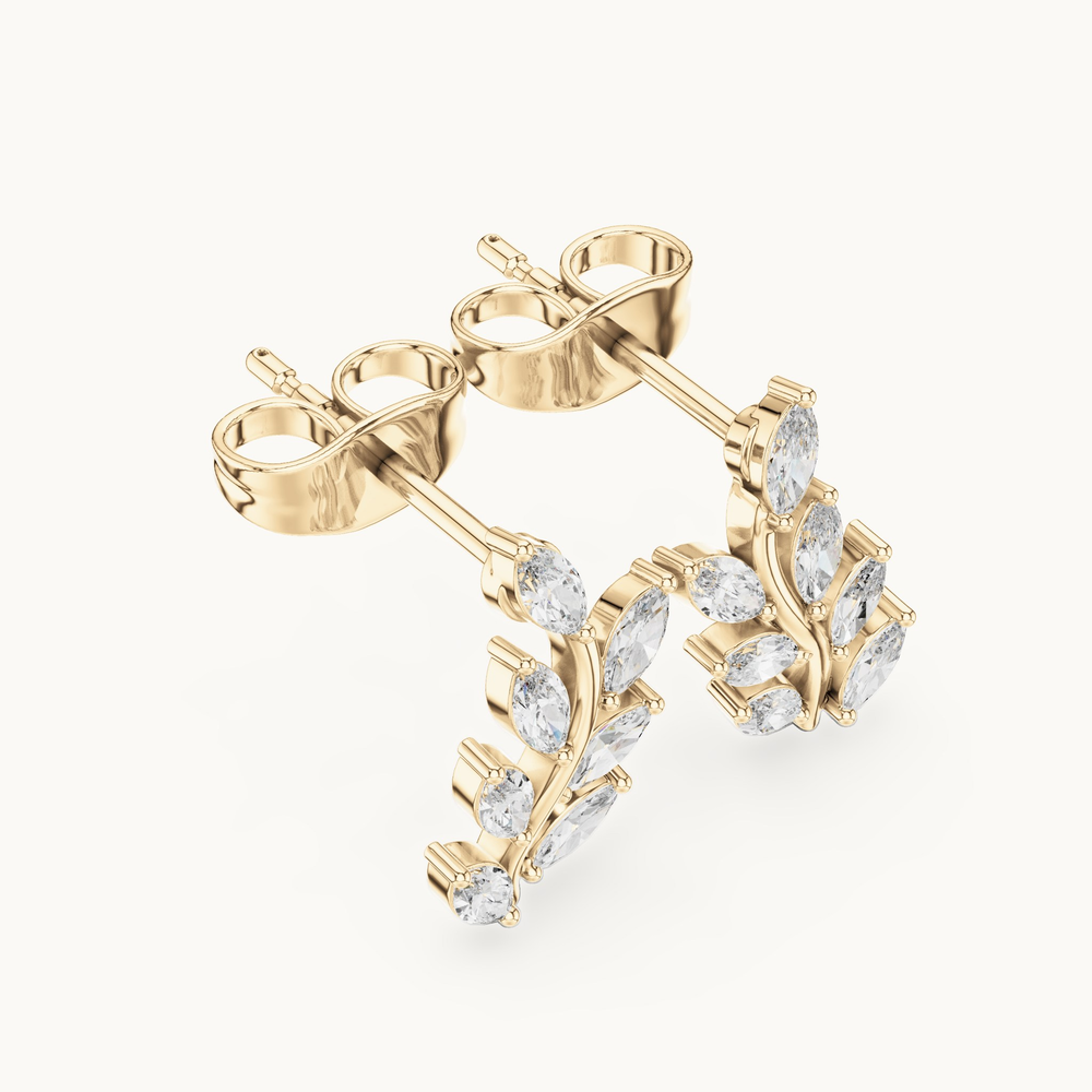 Marquise lab-grown diamond leaf stud earrings in 14K yellow gold, 0.33 CT TW, view 2
