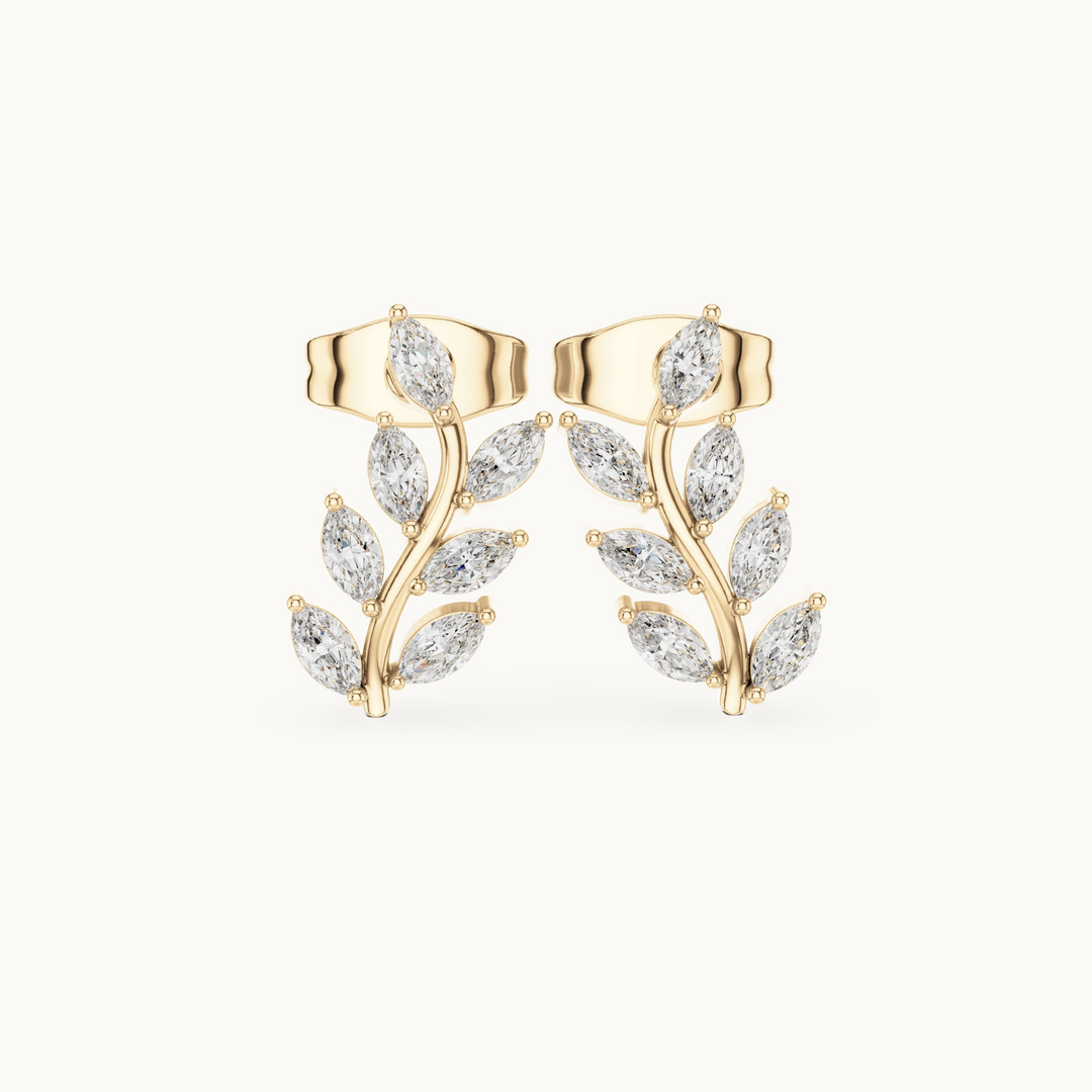 Marquise lab-grown diamond leaf stud earrings in 14K yellow gold, 0.33 CT TW, view 4