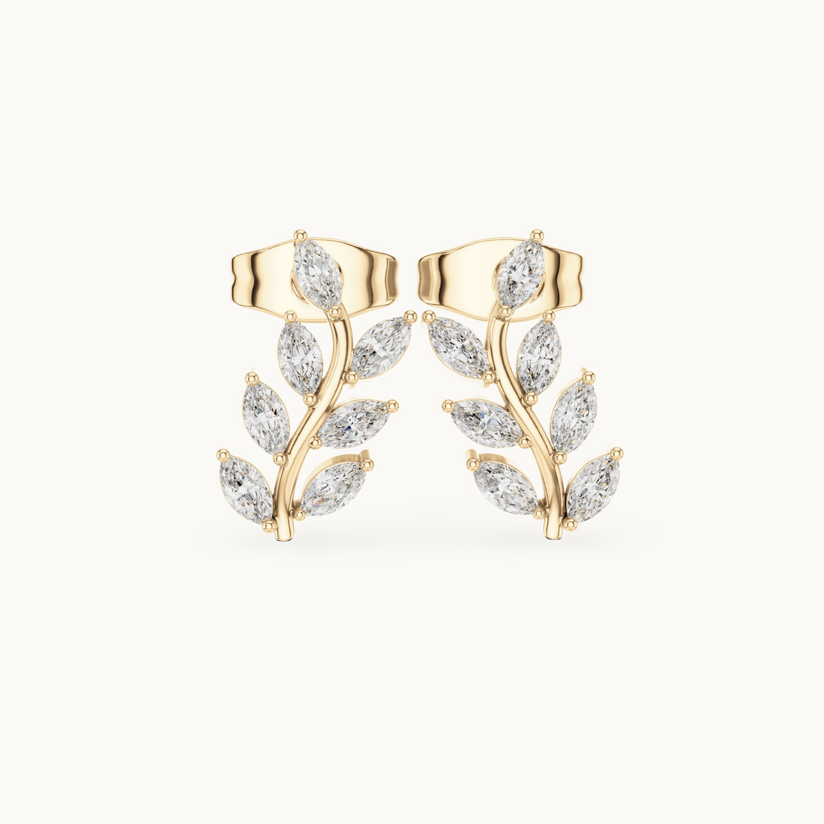 Marquise lab-grown diamond leaf stud earrings in 14K yellow gold, 0.33 CT TW, view 4