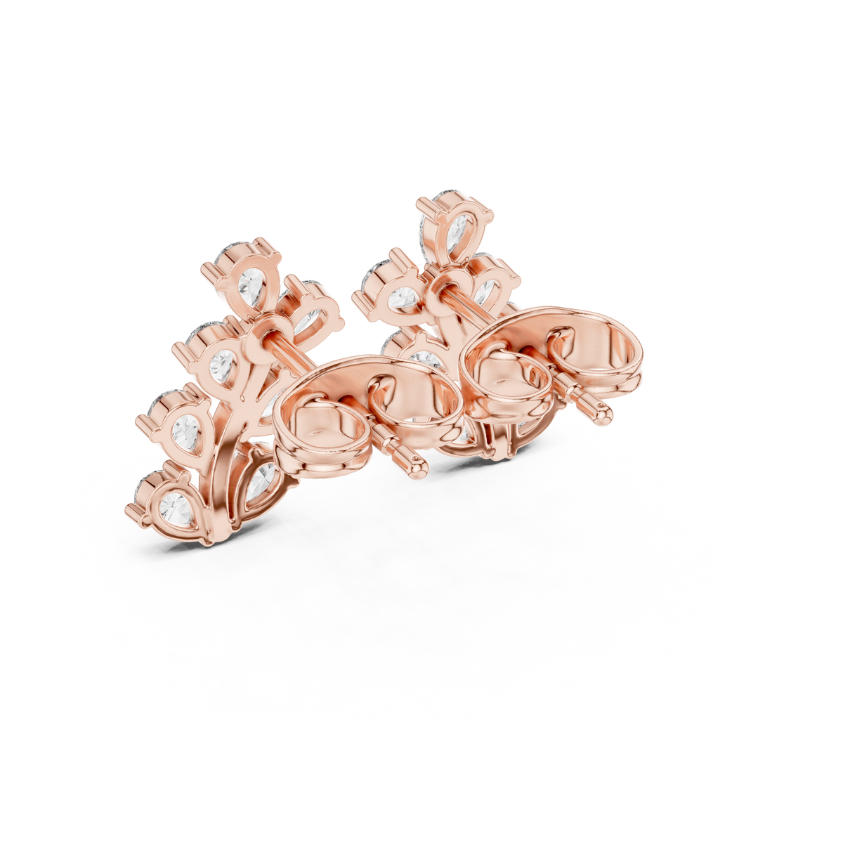 Pear lab-grown diamond cluster stud earrings in rose gold, 0.58 CT TW, view 3