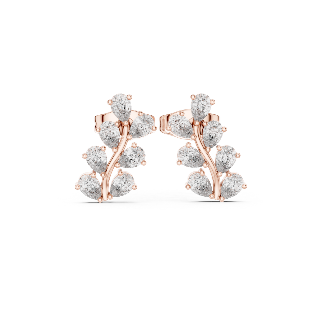 Pear lab-grown diamond cluster stud earrings in rose gold, 0.58 CT TW, view 4