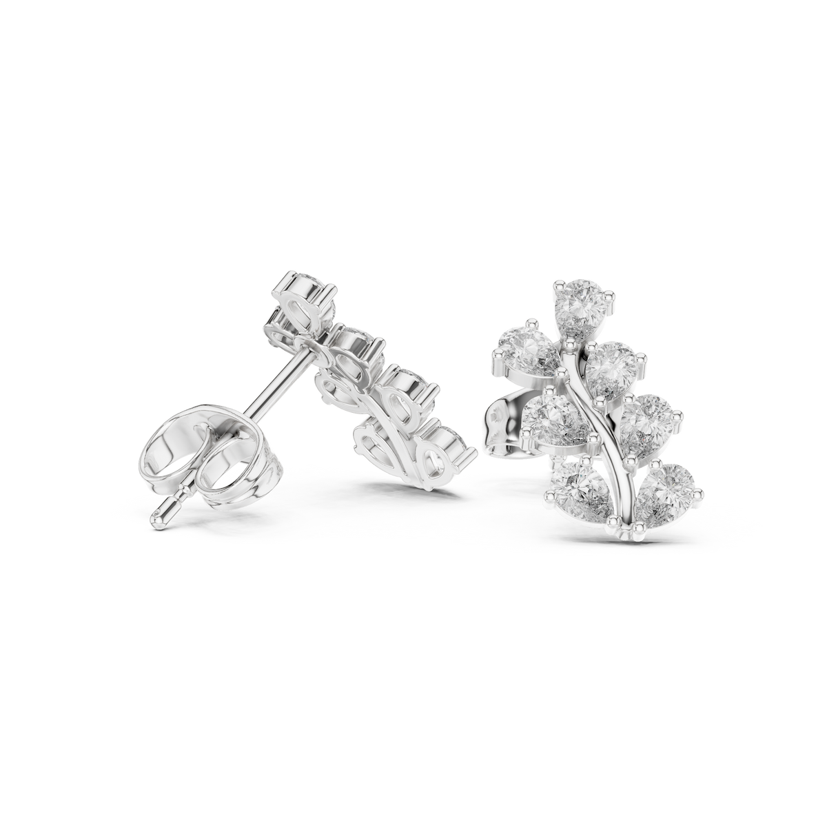 Pear lab-grown diamond cluster stud earrings in white gold, 0.58 CT TW, view 1