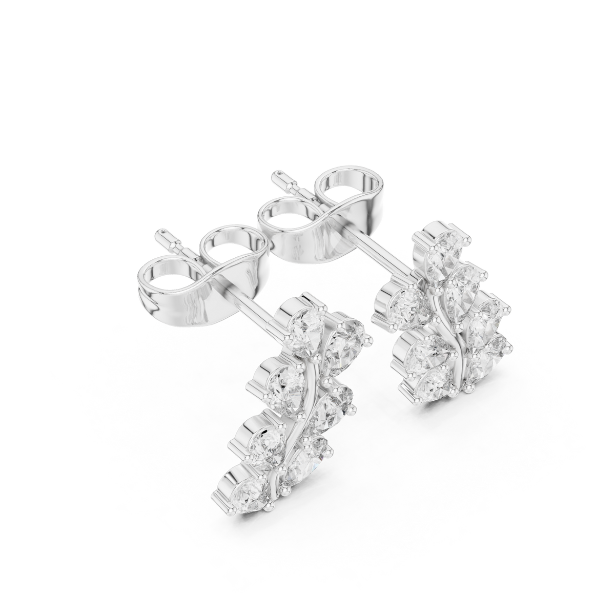 Pear lab-grown diamond cluster stud earrings in white gold, 0.58 CT TW, view 2