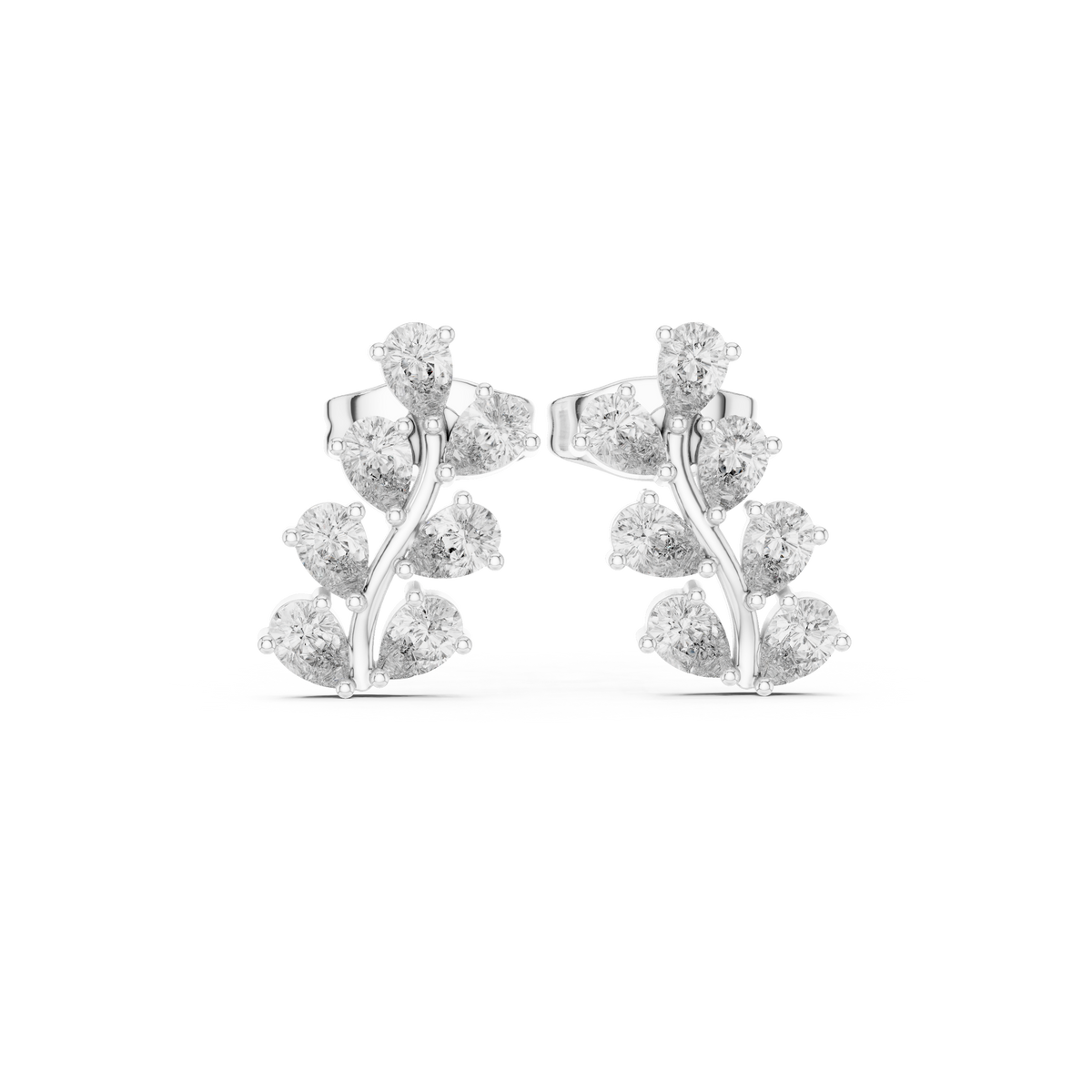 Pear lab-grown diamond cluster stud earrings in white gold, 0.58 CT TW, view 4