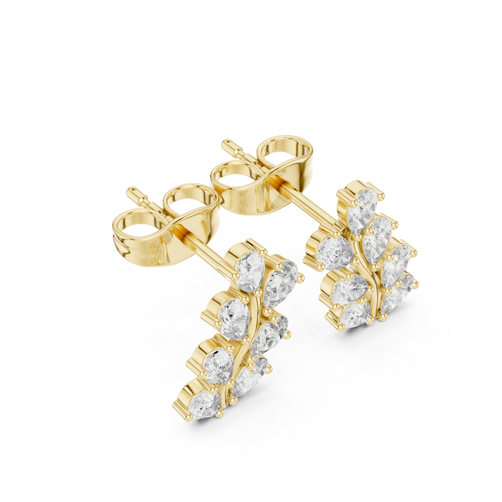 Pear lab-grown diamond cluster stud earrings in yellow gold, 0.58 CT TW, view 2