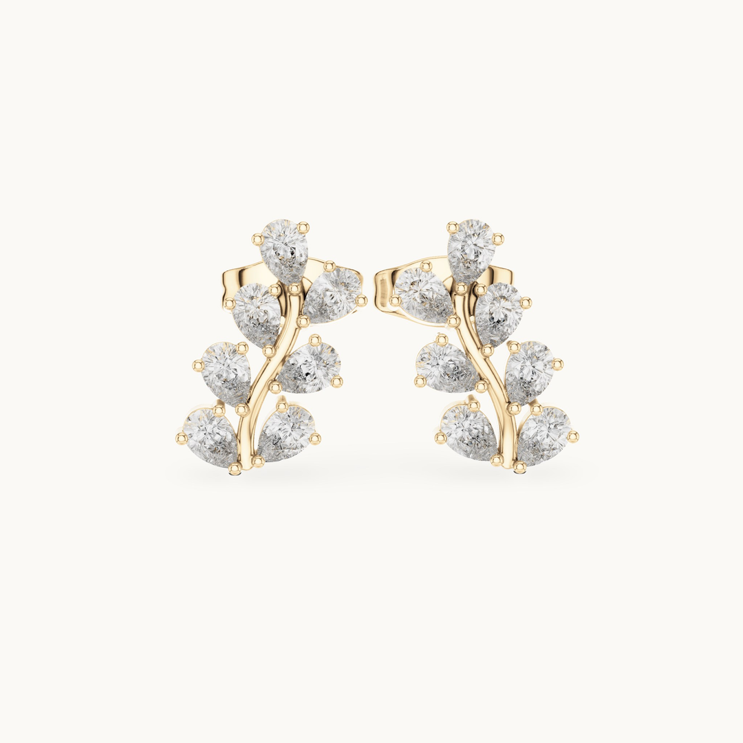 Pear lab-grown diamond cluster stud earrings in 14K yellow gold, 0.58 CT TW, view 4