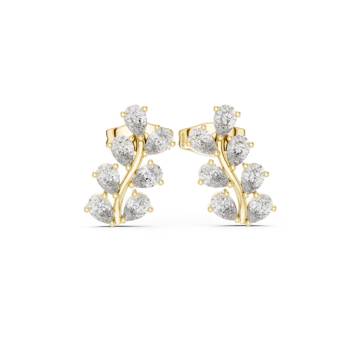 Pear lab-grown diamond cluster stud earrings in yellow gold, 0.58 CT TW, view 4