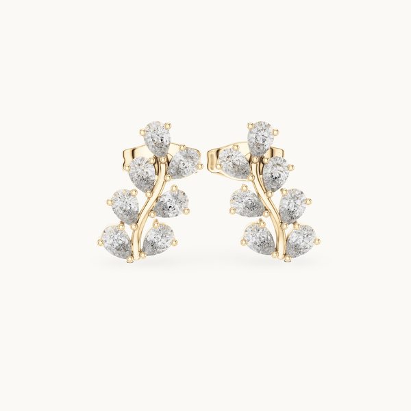 Pear Lab-Grown Diamond Cluster Stud Earrings, 0.58 CT TW, Solid Gold