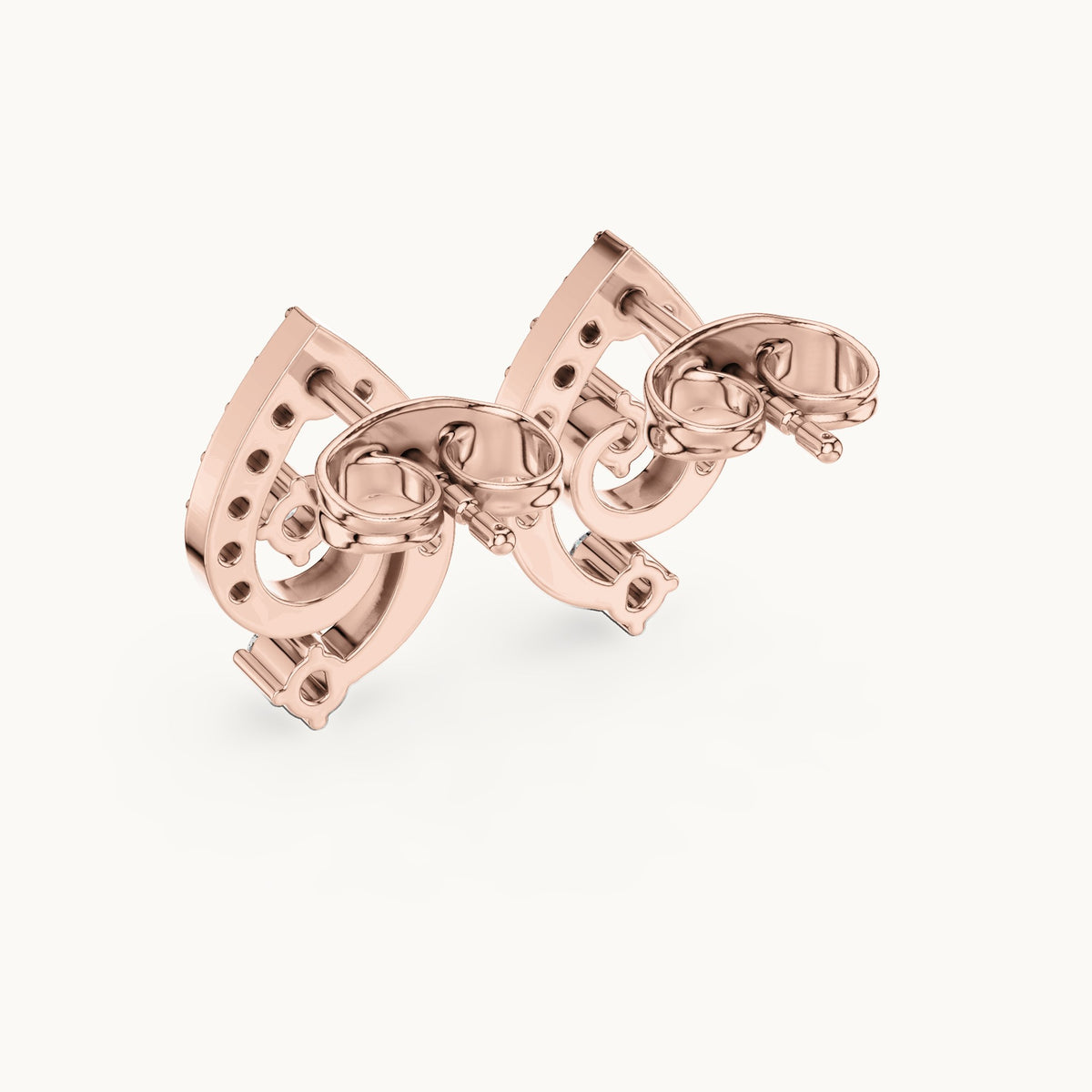 Round lab-grown diamond swirl stud earrings in rose gold, 0.40 CT TW, view 3