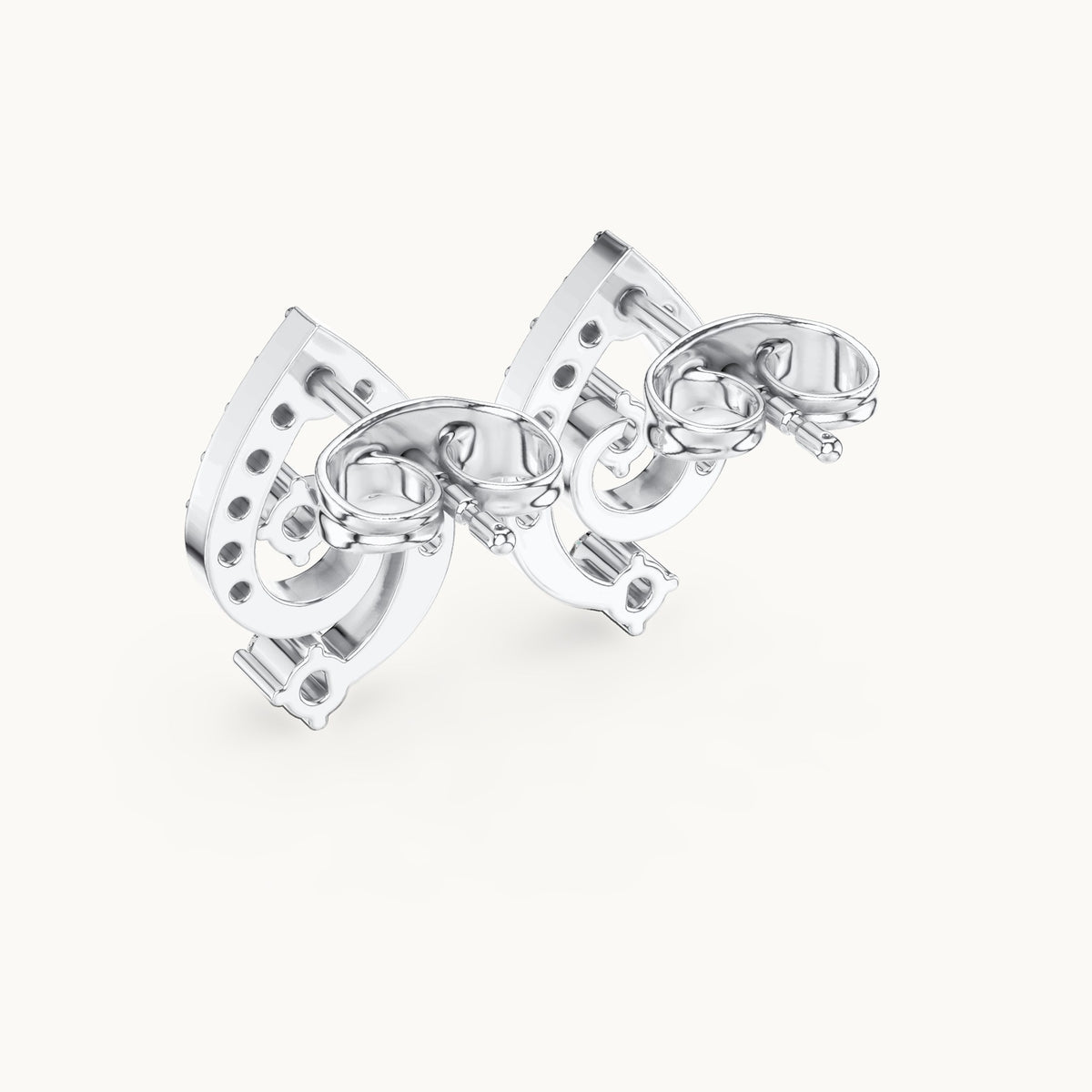 Round lab-grown diamond swirl stud earrings in white gold, 0.40 CT TW, view 3