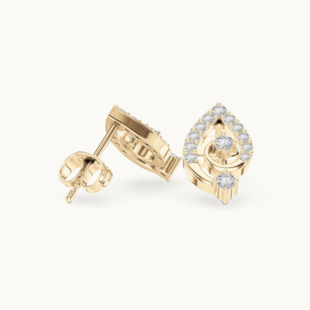 Round lab-grown diamond swirl stud earrings in yellow gold, 0.40 CT TW, view 1