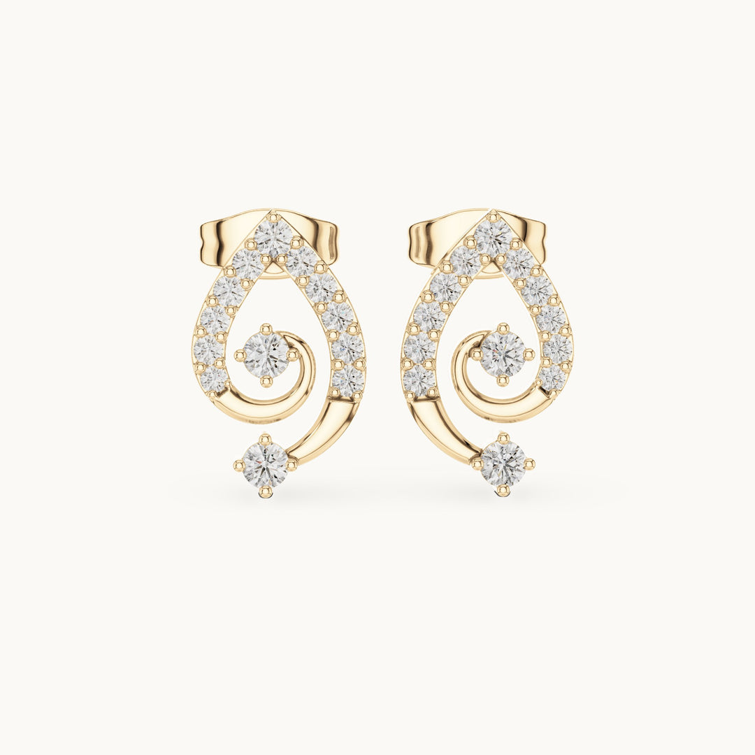 Round lab-grown diamond swirl stud earrings in yellow gold, 0.40 CT TW, view 4