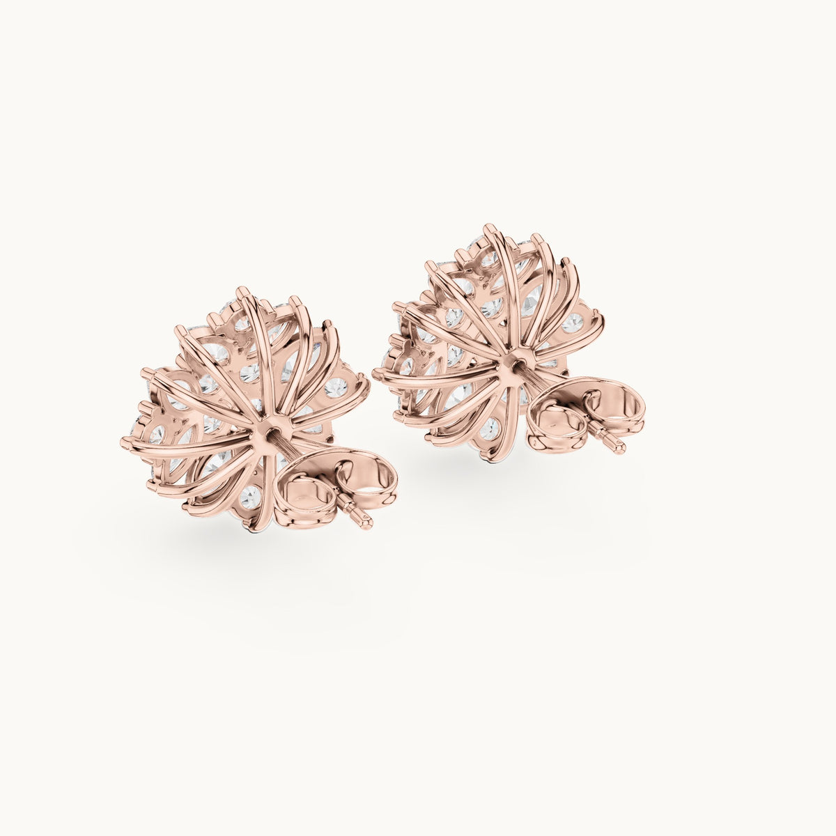 Marquise and round lab-grown diamond starburst cluster stud earrings in rose gold, 2.60 CT TW, view 3