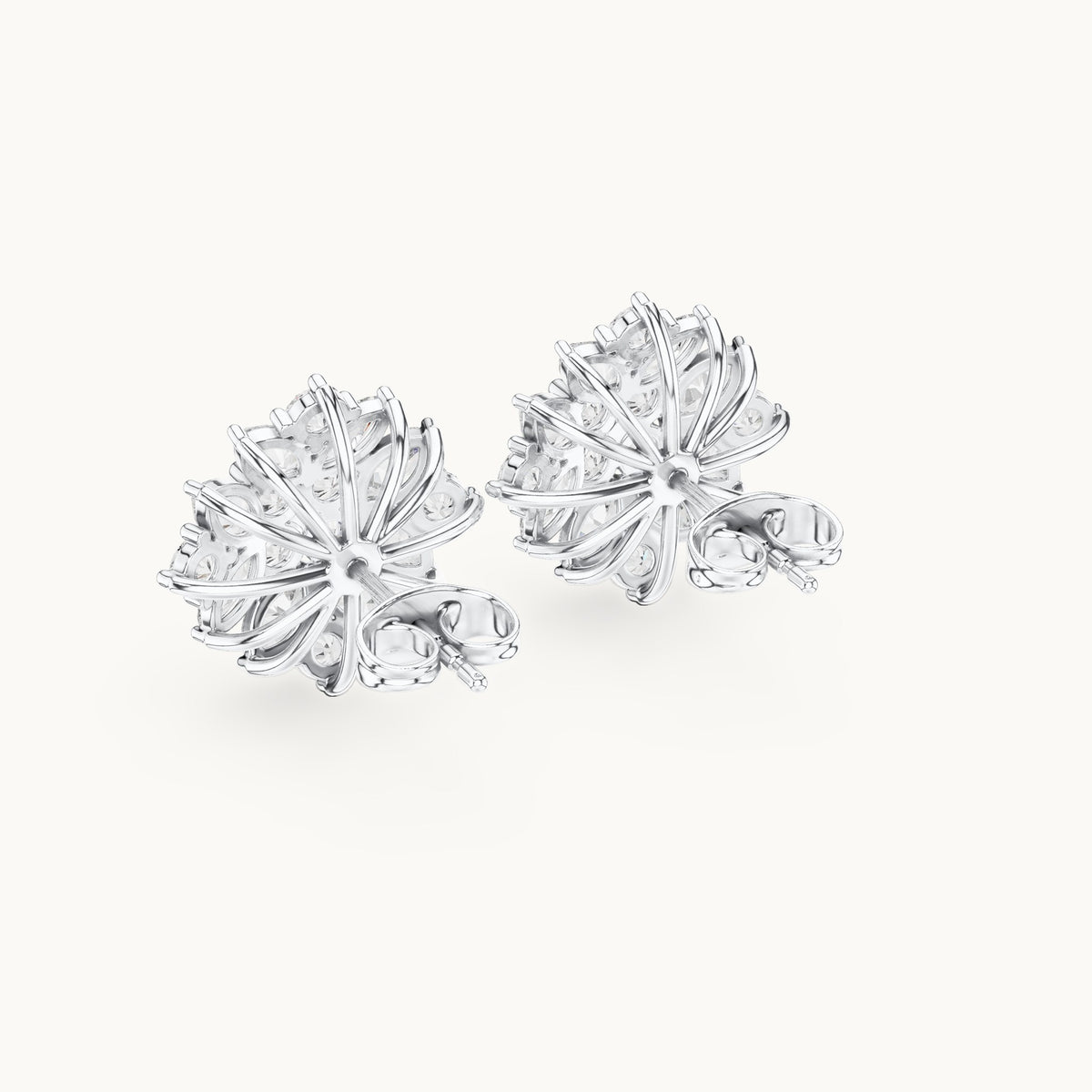 Marquise and round lab-grown diamond starburst cluster stud earrings in white gold, 2.60 CT TW, view 3