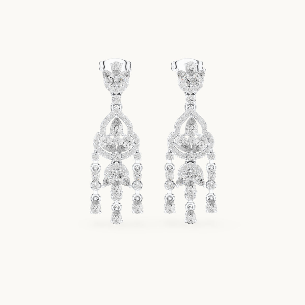 Pear and marquise lab-grown diamond chandelier drop earrings in white gold, 2.01 CT TW, view 4