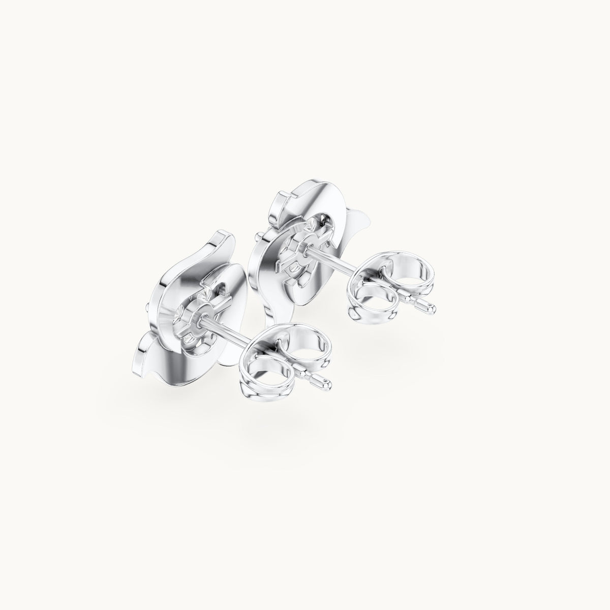 Round lab-grown diamond petal stud earrings in white gold, 0.39 CT TW, view 2