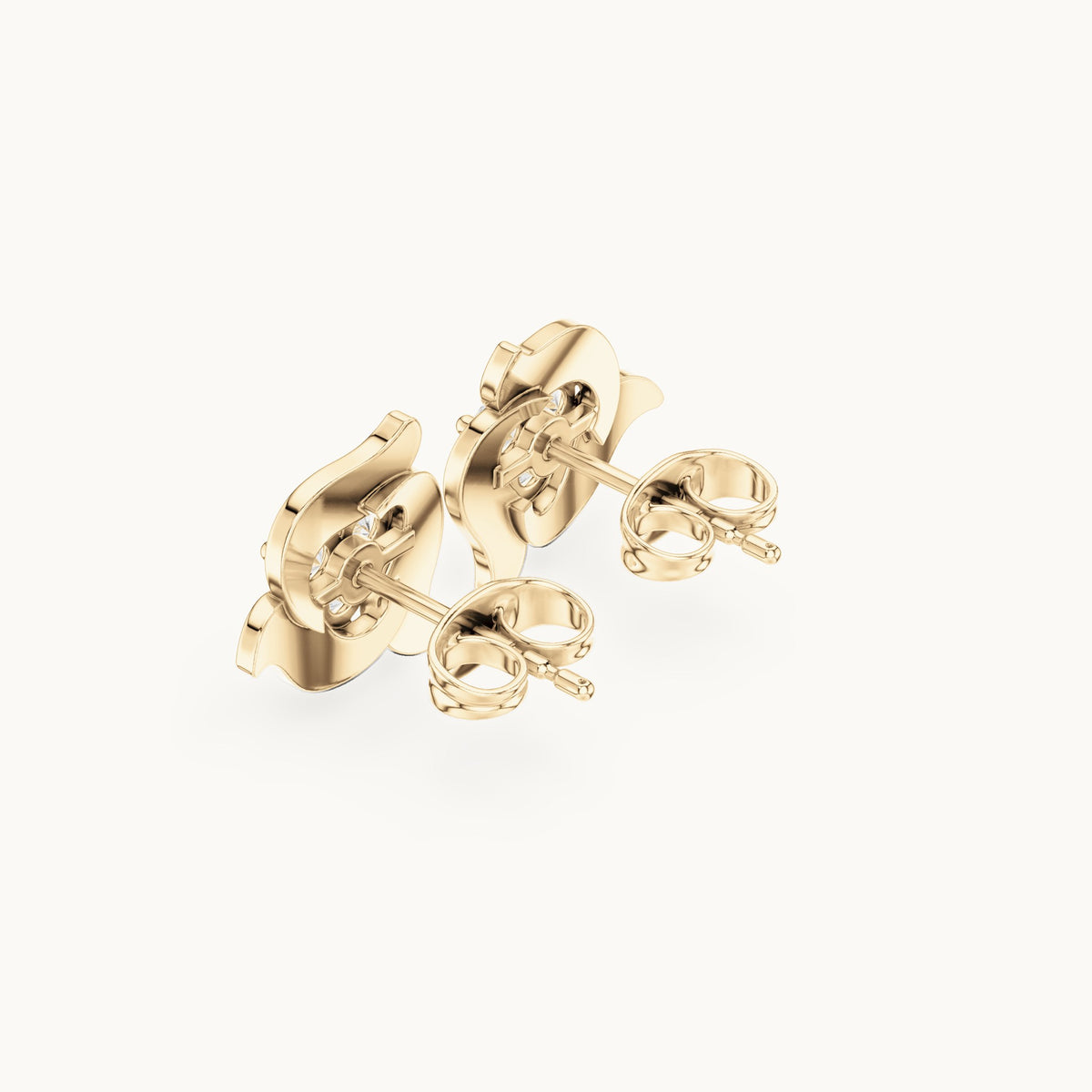 Round lab-grown diamond petal stud earrings in yellow gold, 0.39 CT TW, view 2