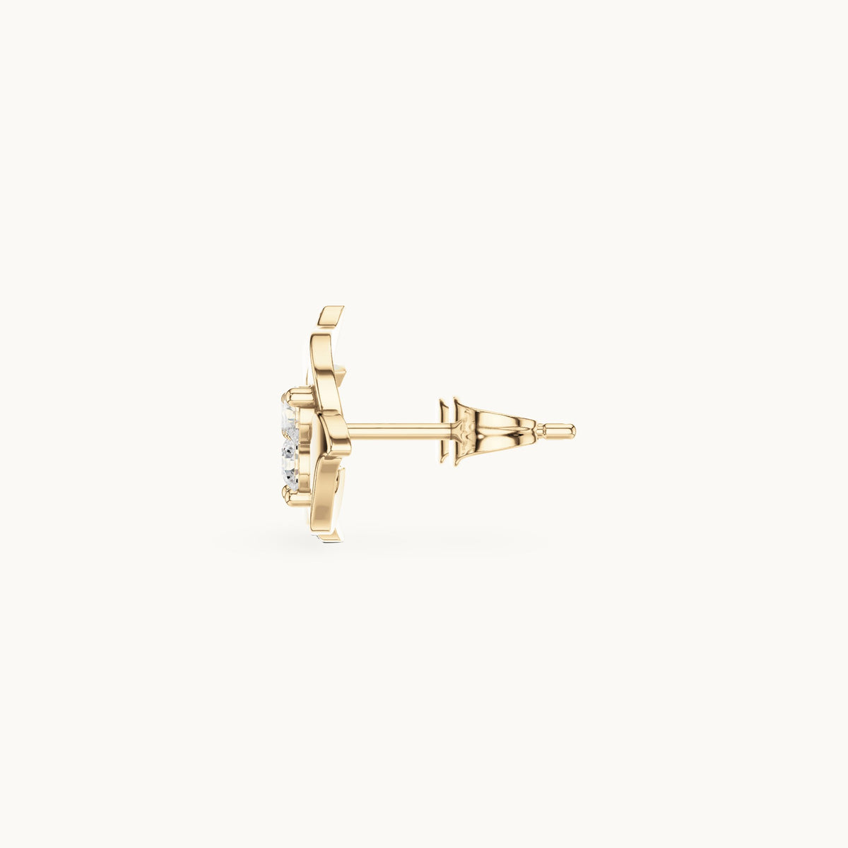 Round lab-grown diamond petal stud earrings in yellow gold, 0.39 CT TW, view 3