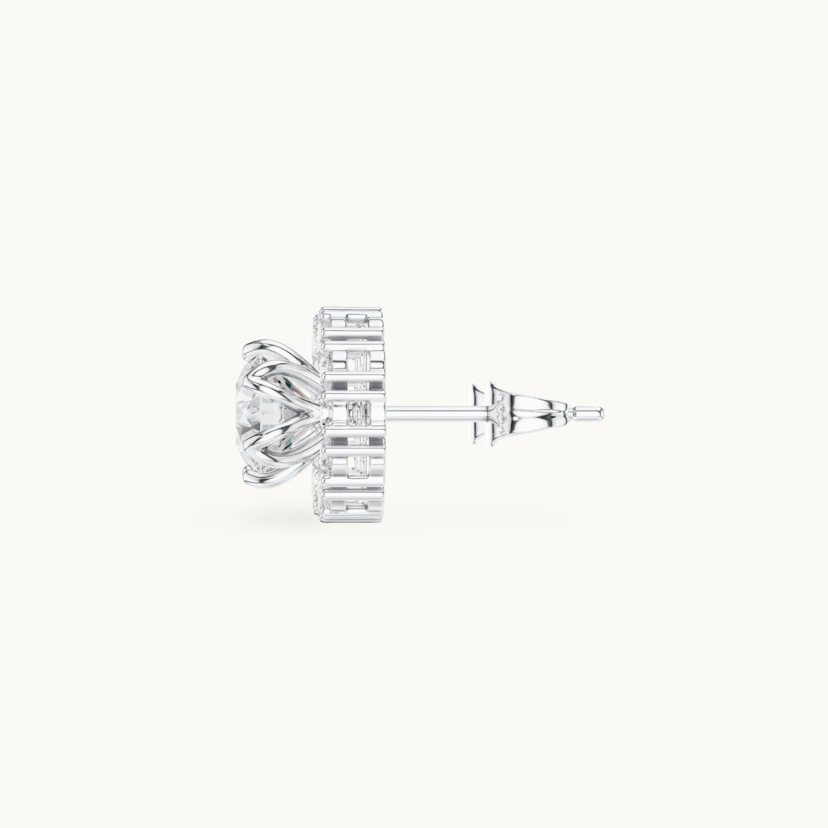 Round lab-grown diamond halo stud earrings in white gold, 2.54 CT TW, view 3