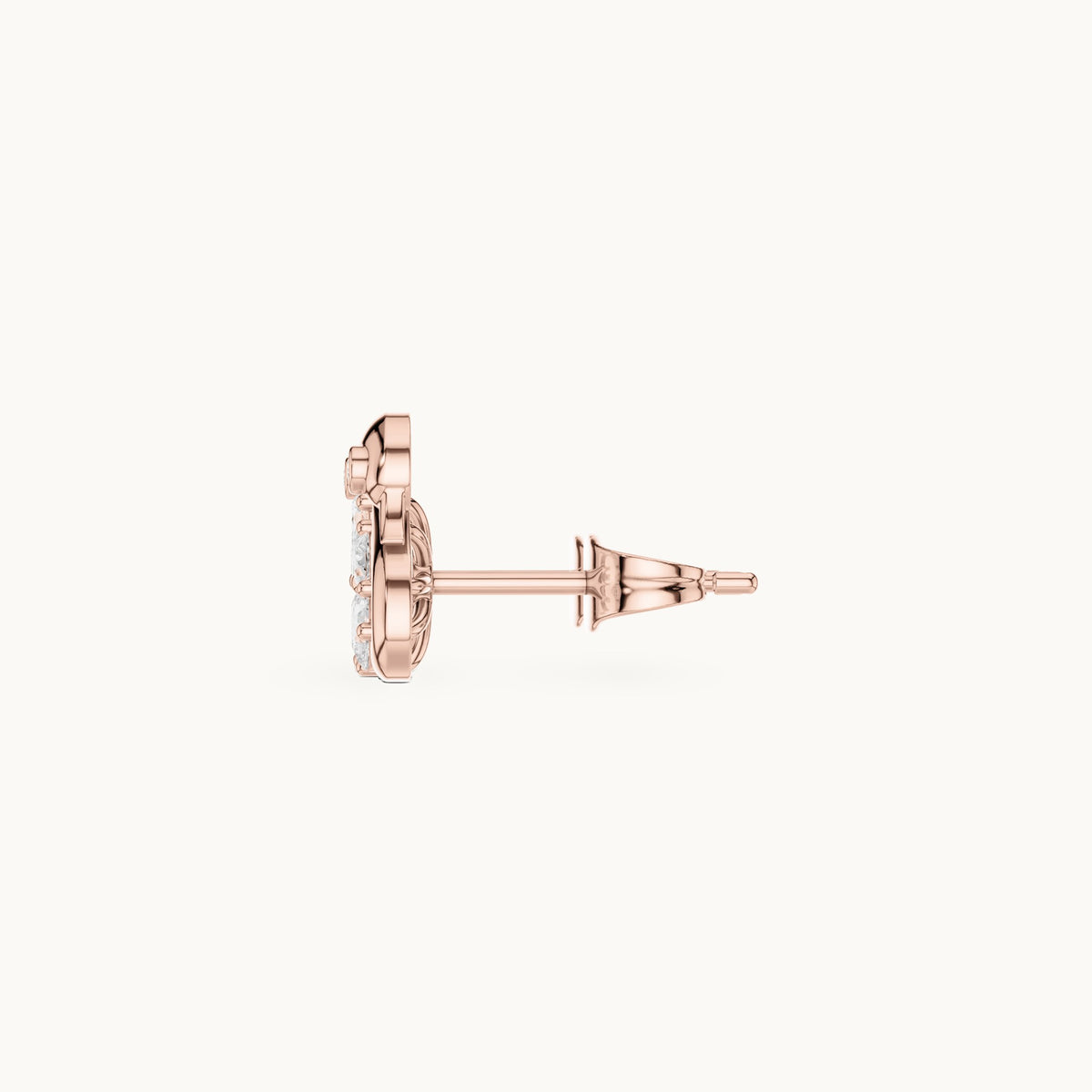 Pear and round lab-grown diamond swan stud earrings in rose gold, 0.42 CT TW, view 3
