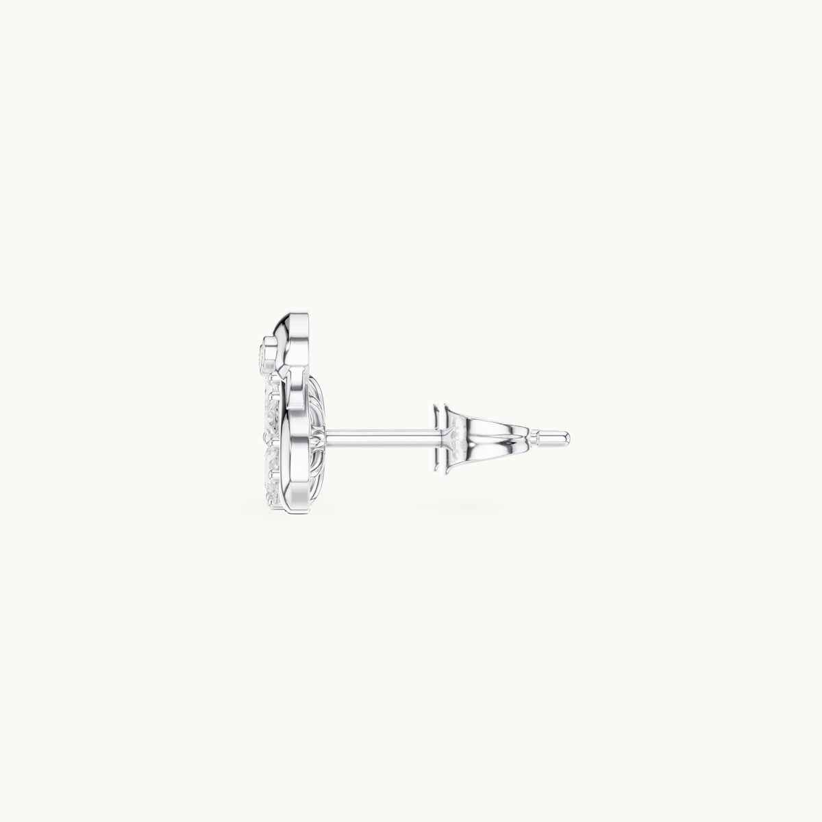 Pear and round lab-grown diamond swan stud earrings in white gold, 0.42 CT TW, view 3