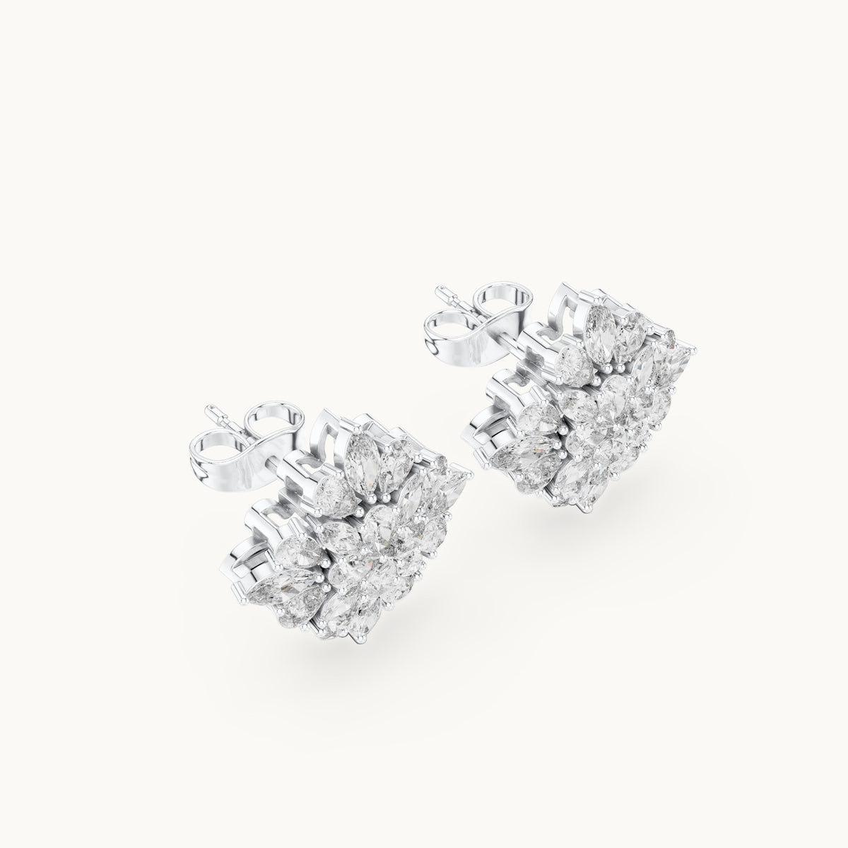 Pear and marquise lab-grown diamond kite cluster stud earrings in white gold, 1.62 CT TW, view 2