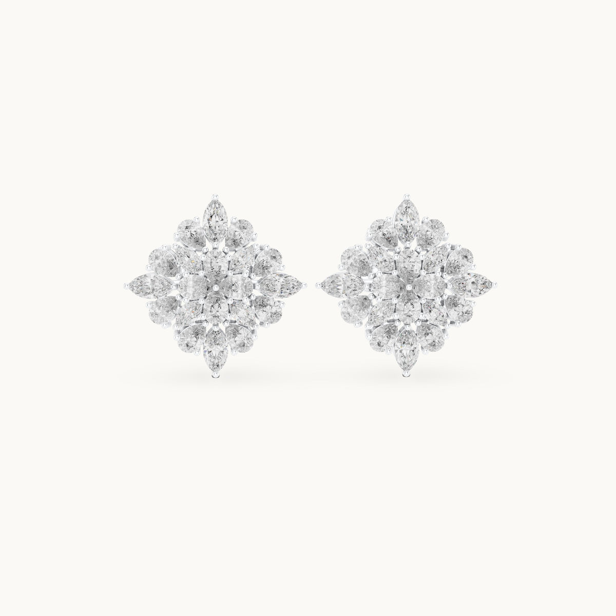 Pear and marquise lab-grown diamond kite cluster stud earrings in white gold, 1.62 CT TW, view 4