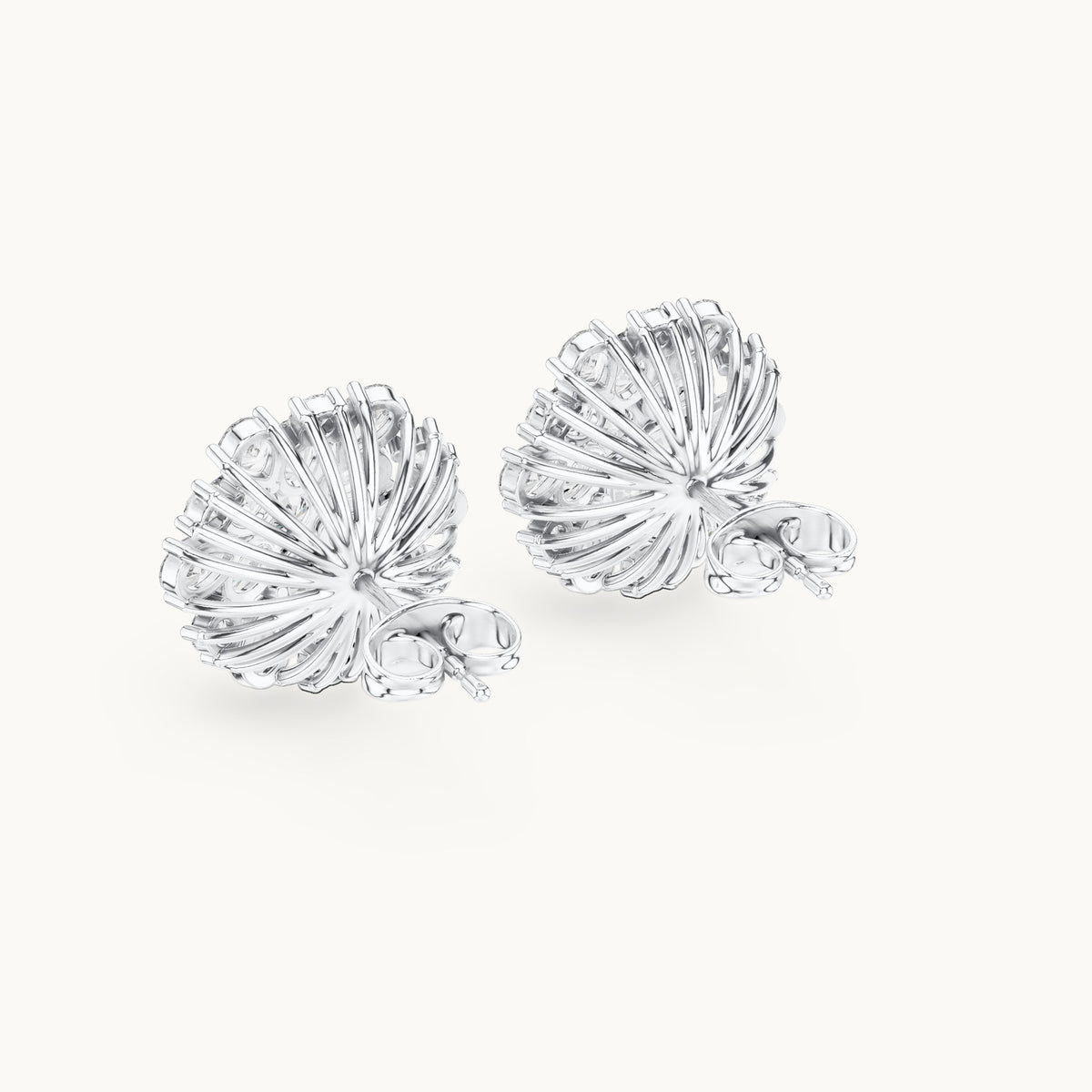 Pear, oval and round lab-grown diamond sunburst cluster stud earrings in white gold, 2.65 CT TW, view 3