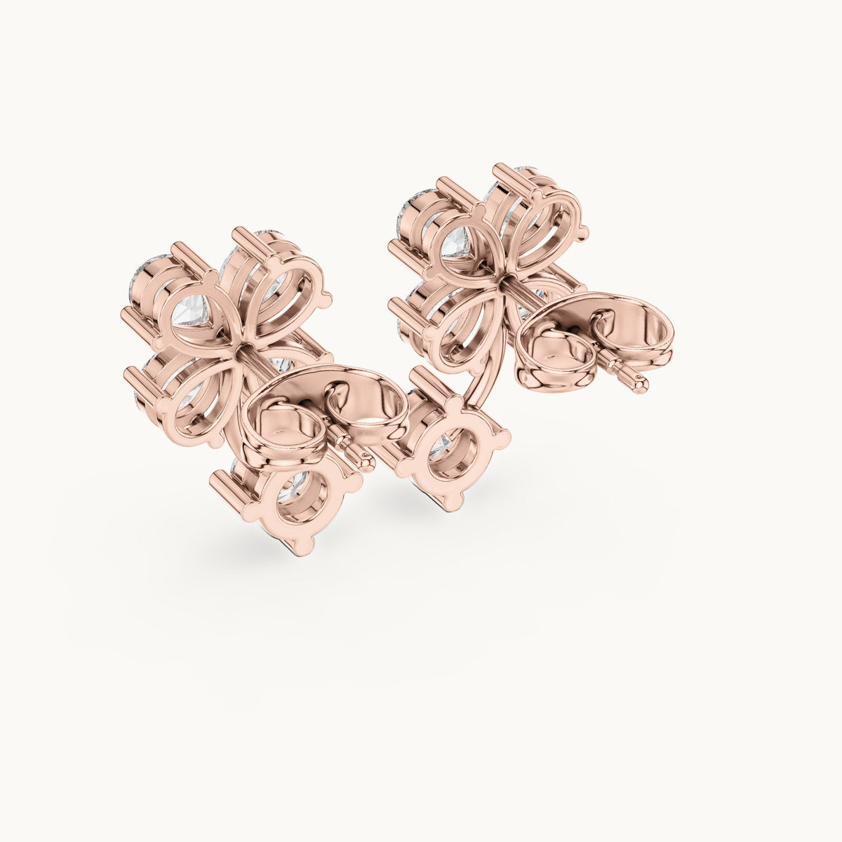 Pear and round lab-grown diamond butterfly cluster drop earrings in rose gold, 1.72 CT TW, view 3