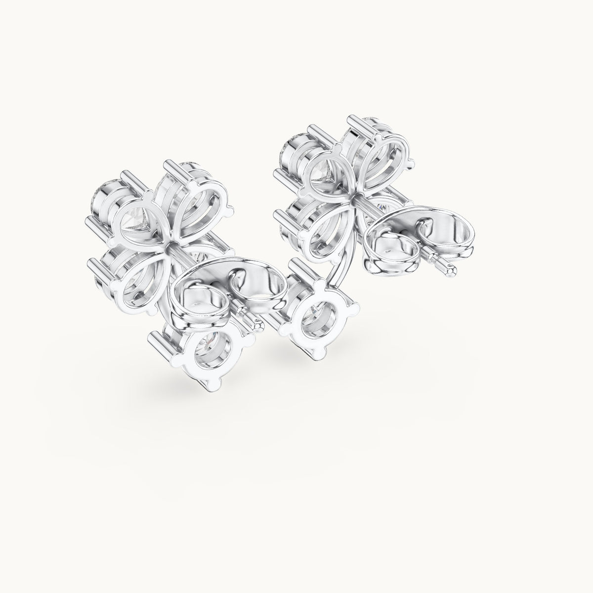 Pear and round lab-grown diamond butterfly cluster drop earrings in white gold, 1.72 CT TW, view 3